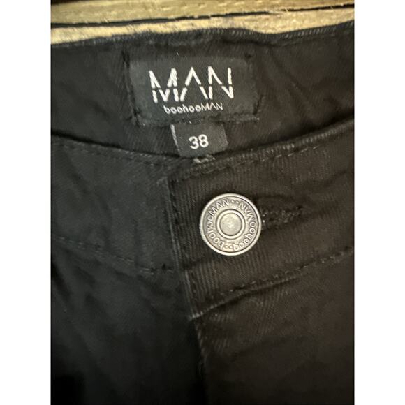 Boohooman Tall Relaxed Denim Shorts , Size 38, Black - Picture 3 of 5